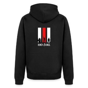Rock and Roll!² - Unisex Premium Bio Zip Hoodie - Schwarz - Hinten - Nico (187cm)