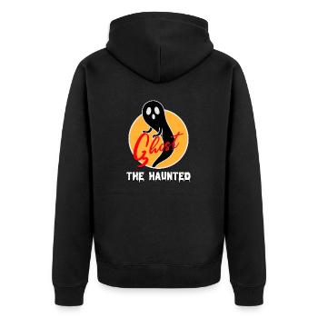 The Ghost Haunted Cool Cartoon - Unisex Premium Bio Zip Hoodie - Schwarz - Hinten - Nico (187cm)