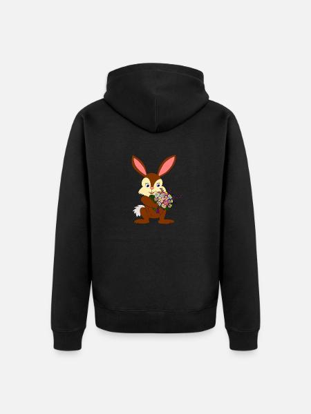 Rabbit with ostrich - Unisex Premium Organic Zip Hoodie - black