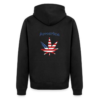 United States of America, USA, America - Unisex Premium Bio Zip Hoodie - Schwarz - Hinten - Nico (187cm)