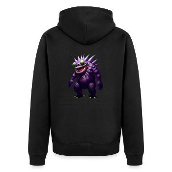 Purple Green Monster - Unisex Premium Bio Zip Hoodie - Schwarz - Hinten - Nico (187cm)