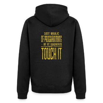 health informatics specialist tshirts fun - Unisex Premium Bio Zip Hoodie - Schwarz - Hinten - Nico (187cm)
