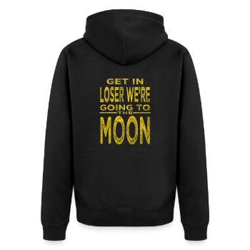 fun animation geek alien ufo anal probe memes - Unisex Premium Bio Zip Hoodie - Schwarz - Hinten - Nico (187cm)