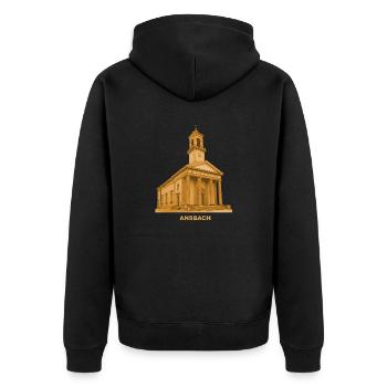 Ansbach St. Ludwig Kirche Mittelfranken Bayern - Unisex Premium Bio Zip Hoodie - Schwarz - Hinten - Nico (187cm)