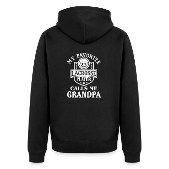 Mein Lieblings-Lacrosse-Spieler nennt mich Opa Lacr - Unisex Premium Bio Zip Hoodie - Schwarz - Hinten - Nico (187cm)