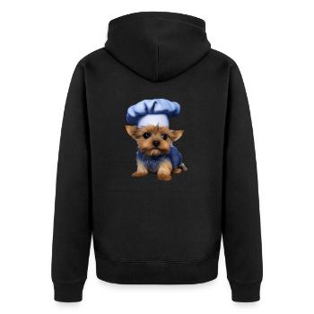 Restaurateur Puppy Yorkshire Terrier Cooking Dog - Unisex Premium Organic Zip Hoodie - black - Back - Nico (187cm)