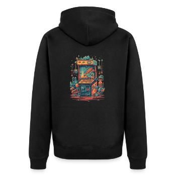 Station de jeu rétro - Veste à capuche bio Premium Unisexe - noir - Dos - Nico (187cm)