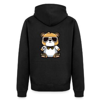 Eric der Bär - Unisex Premium Bio Zip Hoodie - Schwarz - Hinten - Nico (187cm)