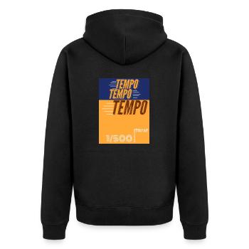Photographie T-Shirt Hoodie Mug Tempo - Veste à capuche bio Premium Unisexe - noir - Dos - Nico (187cm)
