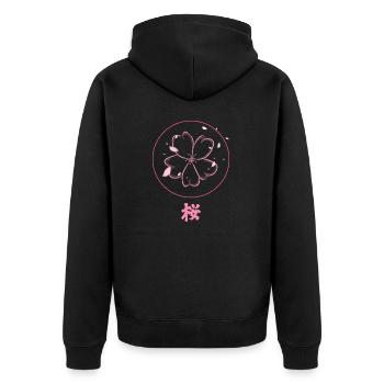 Fleur de cerisier - Veste à capuche bio Premium Unisexe - noir - Dos - Nico (187cm)