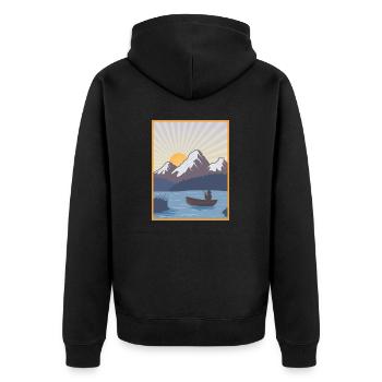 Wassersport - Unisex Premium Bio Zip Hoodie - Schwarz - Hinten - Nico (187cm)