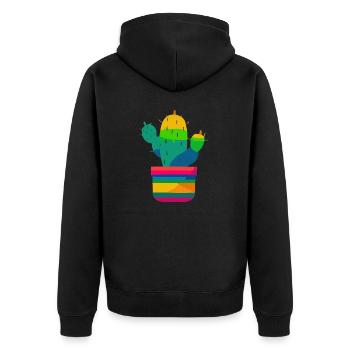 Mexikanischer farbiger Kaktus - Unisex Premium Bio Zip Hoodie - Schwarz - Hinten - Nico (187cm)