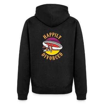 Lustiges Scheidung Glücklich Geschieden und - Unisex Premium Bio Zip Hoodie - Schwarz - Hinten - Nico (187cm)