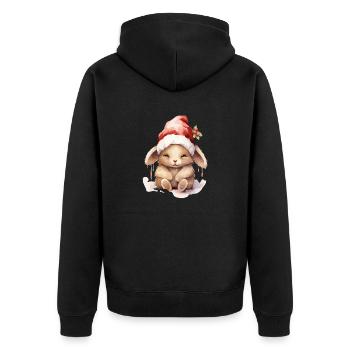 Häschen im Winterlook - Unisex Premium Bio Zip Hoodie - Schwarz - Hinten - Nico (187cm)