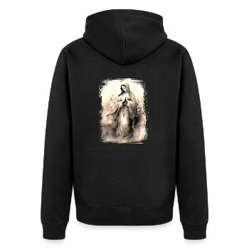 Holly Mary Maria Madonna Mariana Virgin Mary Holy - Unisex Premium Organic Zip Hoodie - black - Back - Nico (187cm)