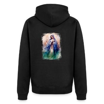 Holly Mary Maria Madonna Mariana Virgin Mary Holy - Unisex Premium Organic Zip Hoodie - black - Back - Nico (187cm)