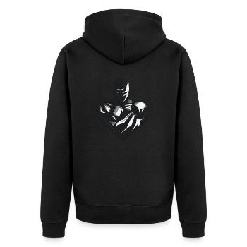 Boxerwappen - Unisex Premium Bio Zip Hoodie - Schwarz - Hinten - Nico (187cm)