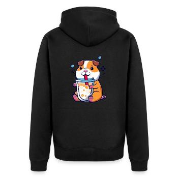 Bubbletea Hamster Geschenk - Unisex Premium Bio Zip Hoodie - Schwarz - Hinten - Nico (187cm)