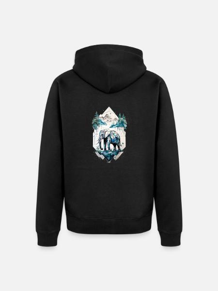 Elefant - Unisex Premium Bio Zip Hoodie - Schwarz