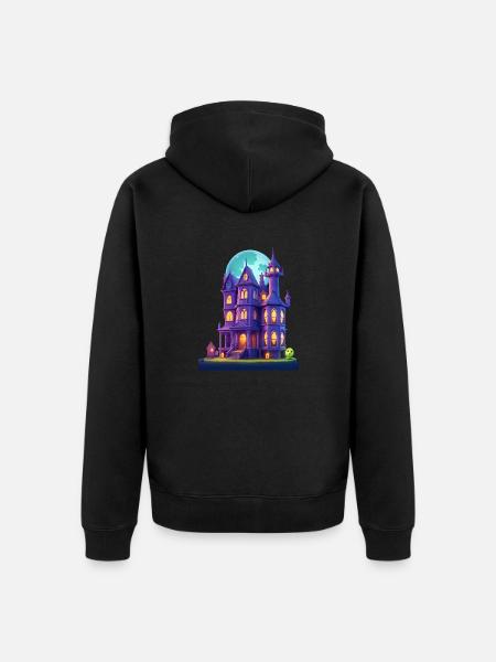 Spooky House - Unisex Premium Organic Zip Hoodie - black