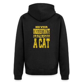 being a grandma quote cat angry grandma family - Unisex Premium Bio Zip Hoodie - Schwarz - Hinten - Nico (187cm)