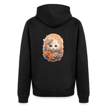 Kitty au pays des merveilles - Veste à capuche bio Premium Unisexe - noir - Dos - Nico (187cm)