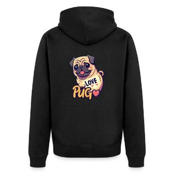 Pug Love - Cute Pug Dog Puppy - Dog Lovers Addict - Veste à capuche bio Premium Unisexe - noir - Dos - Nico (187cm)
