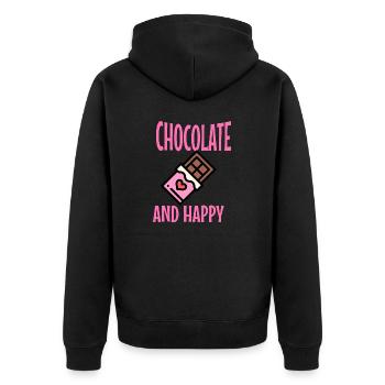 Schokolade und Glück: Eine himmlische Kombination - Unisex Premium Bio Zip Hoodie - Schwarz - Hinten - Nico (187cm)