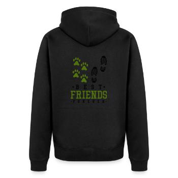 best friends forever 02 - Unisex Premium Bio Zip Hoodie - Schwarz - Hinten - Nico (187cm)