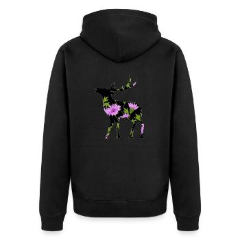 Deer - Unisex Premium Organic Zip Hoodie - black - Back - Nico (187cm)