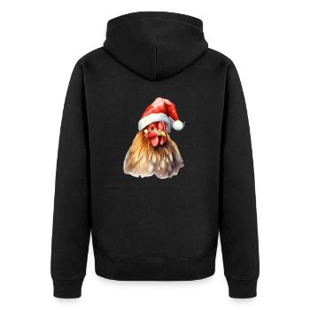 Henne mit Weihnachtsmütze Huhn Hahn T-Shirt Tasse - Unisex Premium Bio Zip Hoodie - Schwarz - Hinten - Nico (187cm)