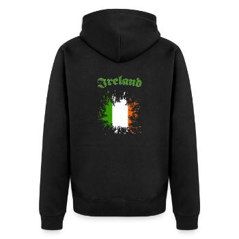 Ireland - Unisex Premium Bio Zip Hoodie - Schwarz - Hinten - Nico (187cm)