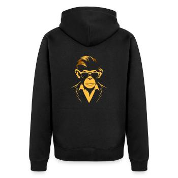 Verspielte Affen-Sonnenbrille - Unisex Premium Bio Zip Hoodie - Schwarz - Hinten - Nico (187cm)