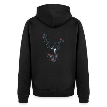 Birds And Magnolia II - Unisex Premium Organic Zip Hoodie - black - Back - Nico (187cm)
