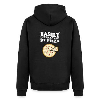 Easily Distracted By Pizza - Unisex Premium Organic Zip Hoodie - black - Back - Nico (187cm)