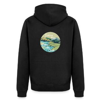 Hiking Shirt - Life is a Hike - Unisex Premium Organic Zip Hoodie - black - Back - Nico (187cm)