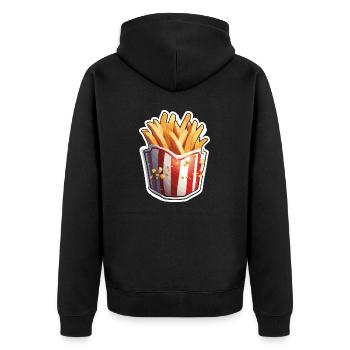 Pommes frites / Fast Food / Kartoffel / Essen - Unisex Premium Bio Zip Hoodie - Schwarz - Hinten - Nico (187cm)