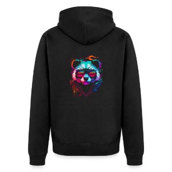Hipster-Panda - Unisex Premium Bio Zip Hoodie - Schwarz - Hinten - Nico (187cm)