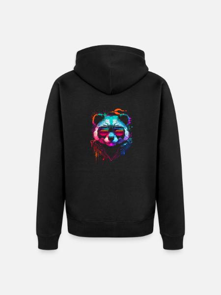 Hipster panda - Unisex Premium Organic Zip Hoodie - black