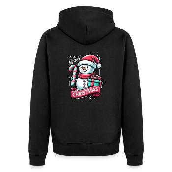 Schneemann Merry Christmas - Unisex Premium Bio Zip Hoodie - Schwarz - Hinten - Nico (187cm)