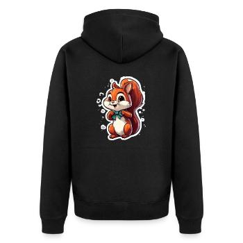 Squirrel / Animal / Rodent / Forest Animal / Comic - Unisex Premium Organic Zip Hoodie - black - Back - Nico (187cm)