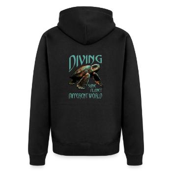 Taucher (Diving Diver) - Unisex Premium Bio Zip Hoodie - Schwarz - Hinten - Nico (187cm)