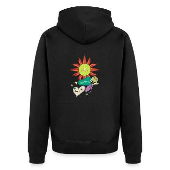 Peace making love, shirt, t-shirt, sweater timeless - Unisex Premium Organic Zip Hoodie - black - Back - Nico (187cm)