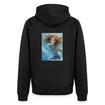 Mädchen im Meer - Unisex Premium Bio Zip Hoodie - Schwarz - Hinten - Nico (187cm)