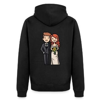 Mariage mariée marié jeunes mariés - Veste à capuche bio Premium Unisexe - noir - Dos - Nico (187cm)