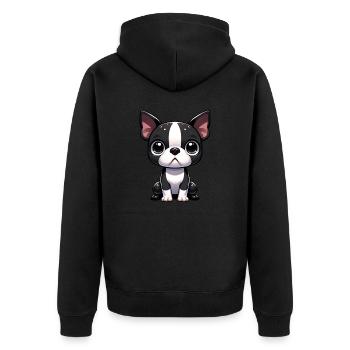 Illustration numérique de mignon chien Boston Terrier - Veste à capuche bio Premium Unisexe - noir - Dos - Nico (187cm)