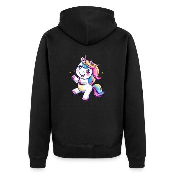 Cute dancing unicorn - Unisex Premium Organic Zip Hoodie - black - Back - Nico (187cm)