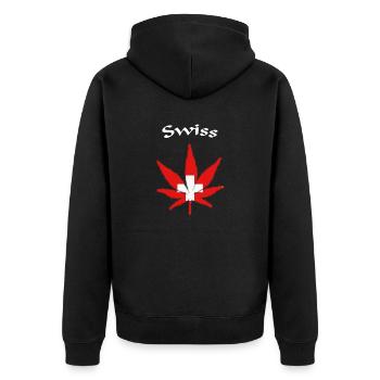 Swiss Schweiz - Unisex Premium Bio Zip Hoodie - Schwarz - Hinten - Nico (187cm)