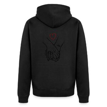 Hands Hearts - Unisex Premium Organic Zip Hoodie - black - Back - Nico (187cm)
