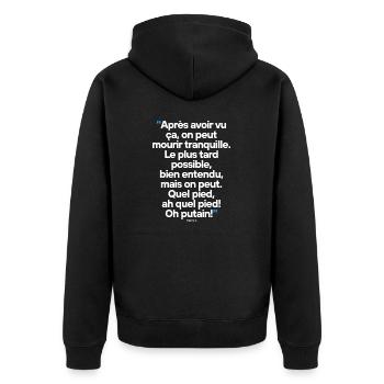 Citation célèbre commentateur / footballeur - Veste à capuche bio Premium Unisexe - noir - Dos - Nico (187cm)